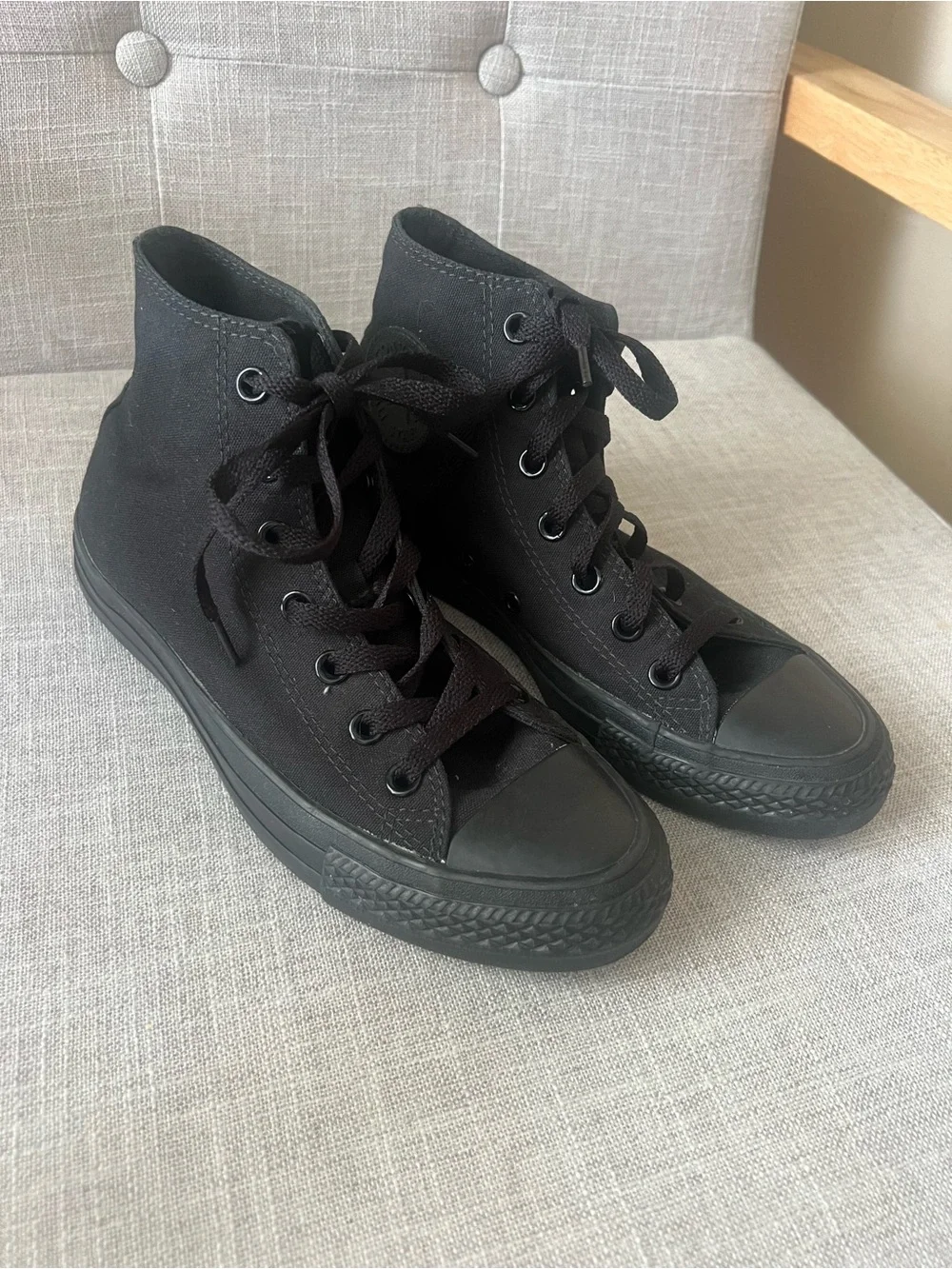 Converse All Star Black High-Top Canvas Sneakers, unisex W8, M6, Streetwear